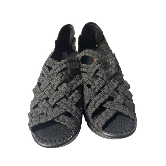 Bernie Mev Womens 7  Black Woven Elastic Peep Toe Platform Shoes - Picture 2 of 7